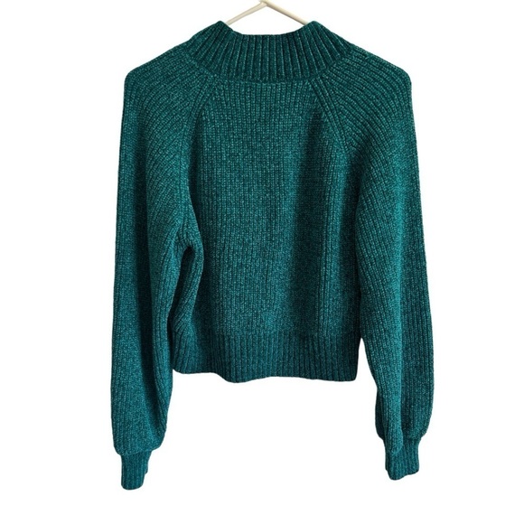 Lulus Seasonally Sweet Teal Green Chenille Mock Neck Sweater, Size XS - Picture 7 of 9
